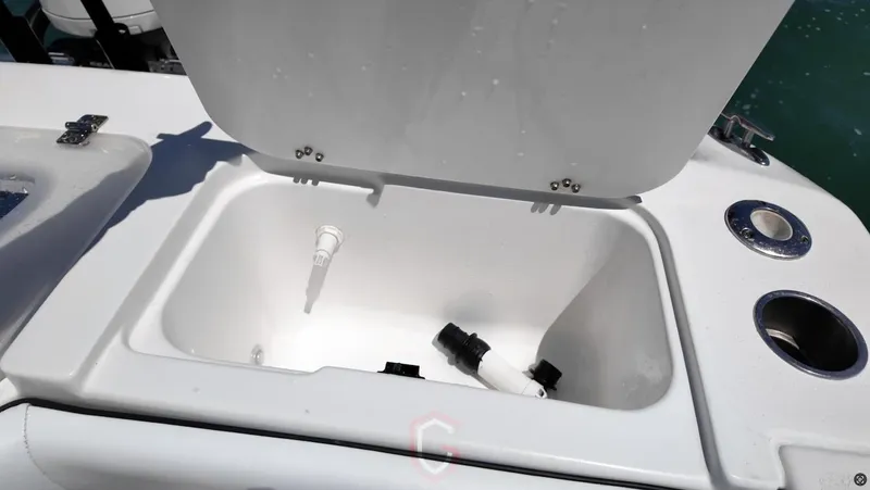  Yacht Photos Pics Open storage compartment on 2023 CG Boat Works 35 M-Series.