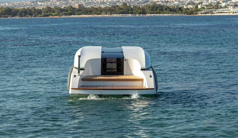  Yacht Photos Pics 2024 Onda 321 LIMO luxury boat cruising on calm blue waters.