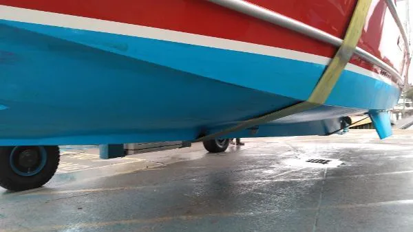 Moondance Yacht Photos Pics Bottom view of 2007 Custom Rockport Steel Trawler MY in dry dock.