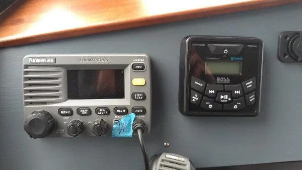 Moondance Yacht Photos Pics Marine radio and audio system on a 2007 Custom Rockport Steel Trawler MY.