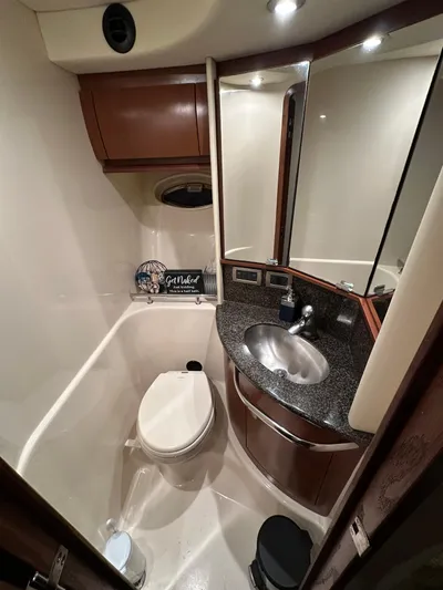  Yacht Photos Pics Luxurious bathroom in 2007 Sea Ray 44 Sundancer yacht with modern fixtures.