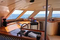 Interior of 2001 Catamaran NIMBLE 50 with ocean view through large windows.