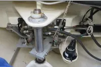 Engine compartment of 2001 Catamaran NIMBLE 50, showcasing mechanical components and wiring.