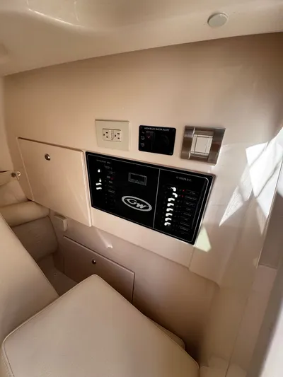 None Yacht Photos Pics 2022 Grady-White Freedom 325 interior control panel with electrical switches and outlets.