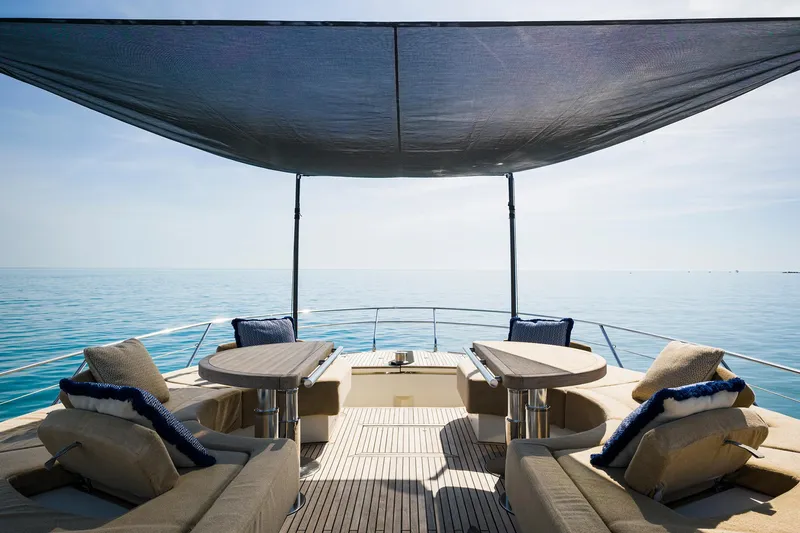 Crazy Diamond Yacht Photos Pics Luxury deck of 2016 Monte Carlo Yachts MCY 70 with ocean view.