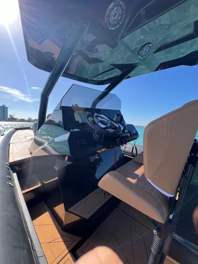 Novielli Yacht Photos Pics Modern Novielli Veloche 349 boat interior, 2026 model, featuring sleek design and advanced controls.