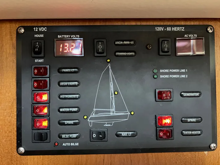 Rafel Yacht Photos Pics Control panel of a 2006 Hunter 45 Center Cockpit yacht.