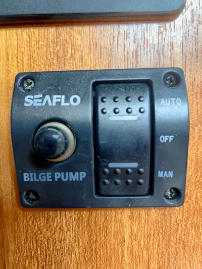 Rafel Yacht Photos Pics Seaflo bilge pump switch on Hunter 45 Center Cockpit, 2006.