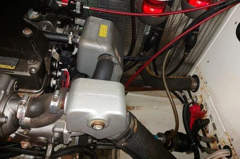 Lino Yacht Photos Pics Engine compartment of 2019 Custom Chatam Extreme 42 with visible components and wiring.