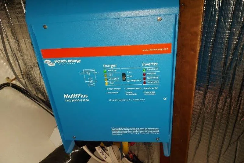 Lino Yacht Photos Pics Blue Victron Energy MultiPlus inverter charger on Custom Chatam Extreme 42, 2019 model.
