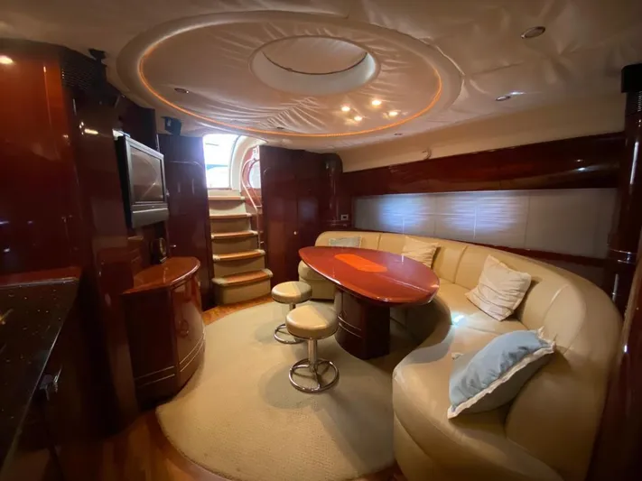  Yacht Photos Pics Luxurious interior of 2006 Viking Princess V 58 yacht with elegant seating and modern amenities.