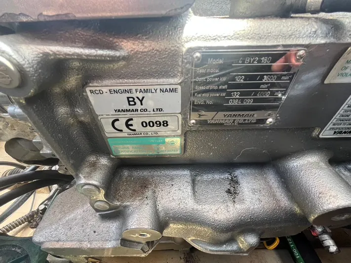 Ben Yacht Photos Pics Close-up of Yanmar engine label on 2011 Ranger Tugs R-27 boat.