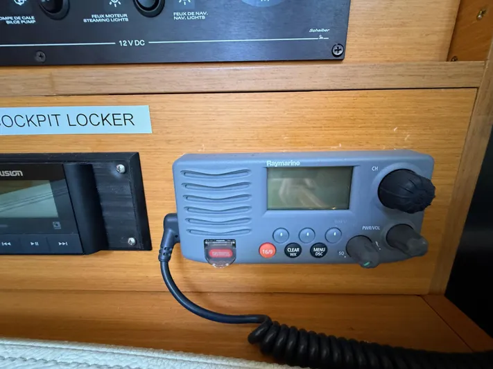 Corrine Yacht Photos Pics Raymarine marine radio on 2015 Jeanneau 409 yacht control panel.