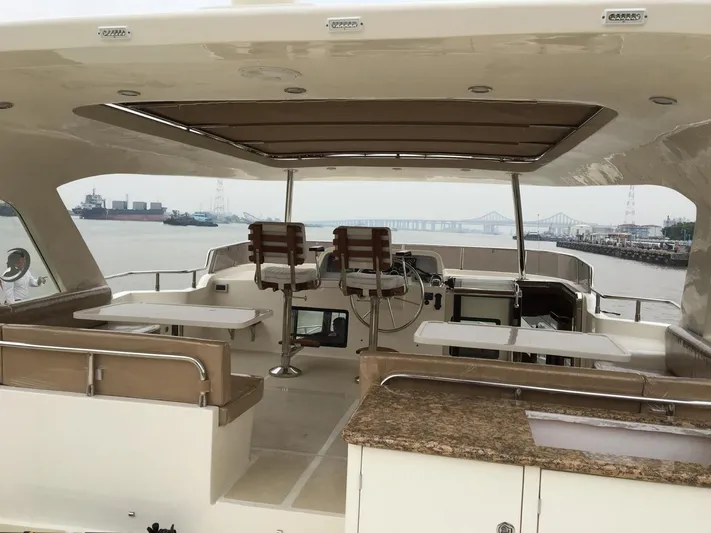  Yacht Photos Pics Luxurious 2015 Selene 59 Ocean Clipper yacht interior with helm, seating, and ocean view.