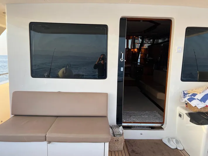  Yacht Photos Pics Selene 59 Ocean Clipper 2015 yacht interior with seating and ocean view.