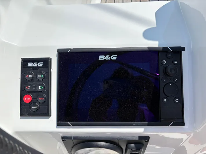 Aveyron Yacht Photos Pics B&G navigation system on 2021 Beneteau Oceanis 35.1 yacht dashboard.