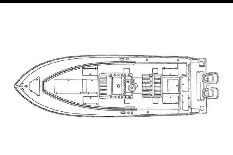  Yacht Photos Pics Top view schematic of 2024 Contender 30 Tournament boat layout.