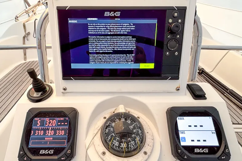 Marley Yacht Photos Pics Cockpit navigation instruments on a 2015 Beneteau Oceanis 37 sailboat.