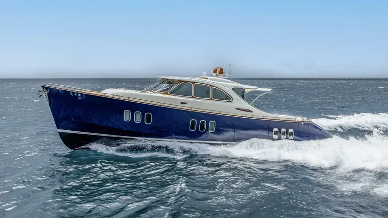 Shaken Not Stirred Yacht Photos Pics 2019 Zeelander Z55 yacht cruising on open water, showcasing sleek design and luxury.