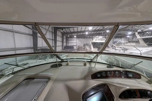 Tigress Yacht Photos Pics 2002 Sea Ray 550 Sundancer yacht interior view in storage facility.