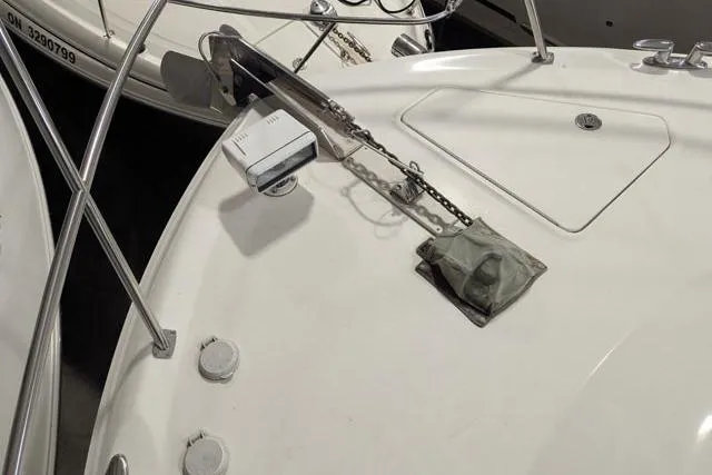 Tigress Yacht Photos Pics 2002 Sea Ray 550 Sundancer yacht deck with anchor and equipment.