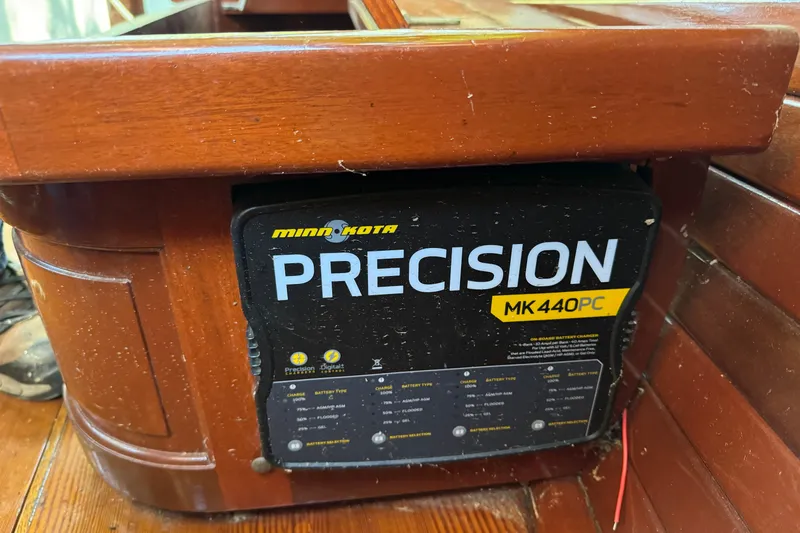 Annie Yacht Photos Pics Minn Kota Precision MK 440PC charger on 1989 Elco 30 Fantail Electric Launch.