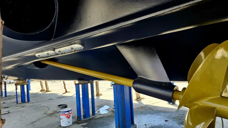  Yacht Photos Pics Underwater view of 2011 Princess 95 Motor Yacht's propeller and hull.