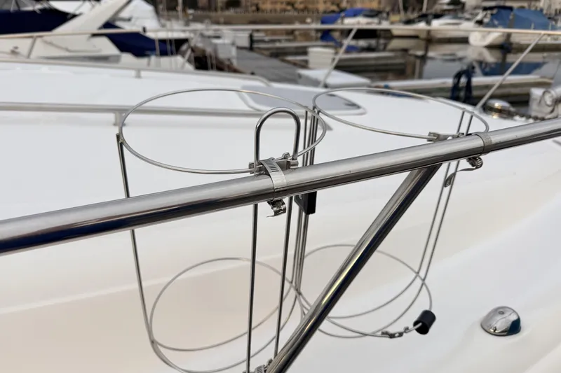  Yacht Photos Pics Stainless steel cup holders on 2006 Sea Ray 340 Sundancer yacht deck.