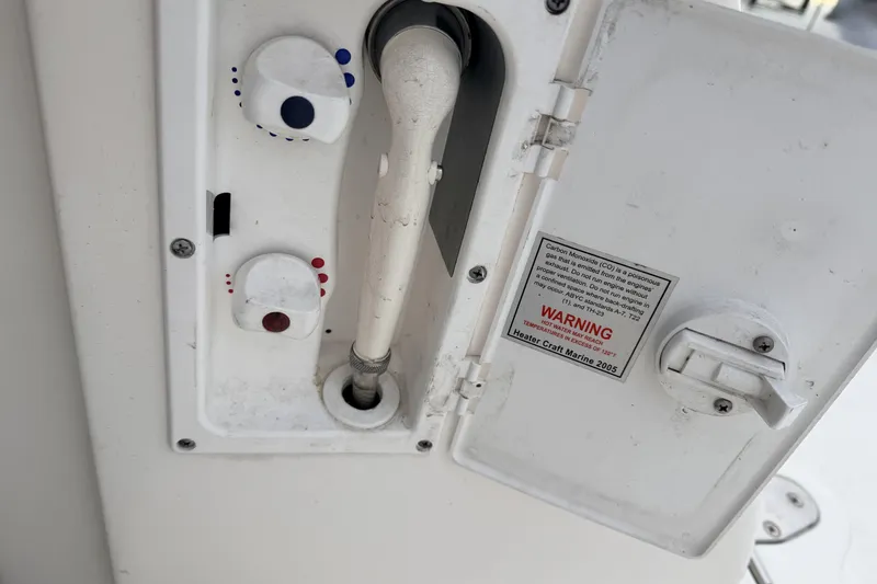  Yacht Photos Pics 2006 Sea Ray 340 Sundancer boat shower controls with warning label.