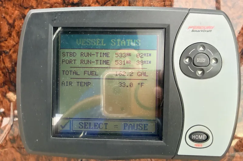  Yacht Photos Pics Mercury SmartCraft display showing vessel status on 2006 Sea Ray 340 Sundancer.