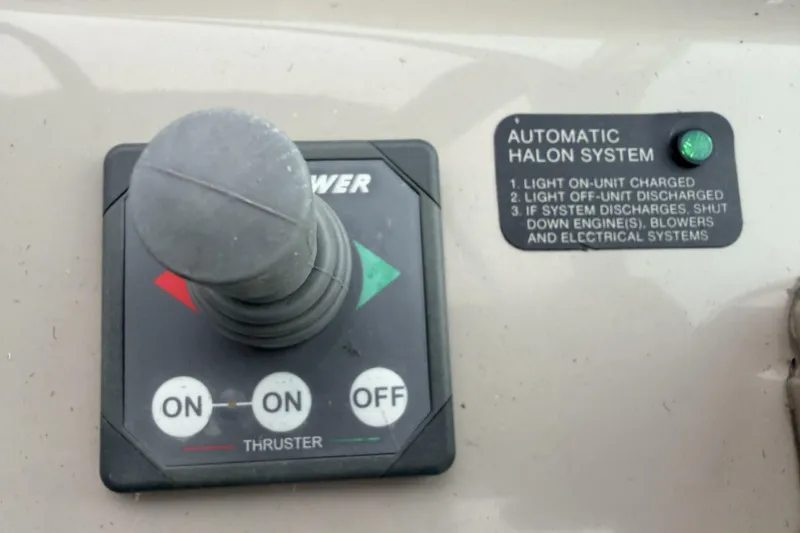  Yacht Photos Pics Control panel of a 2006 Sea Ray 340 Sundancer with thruster and Halon system.