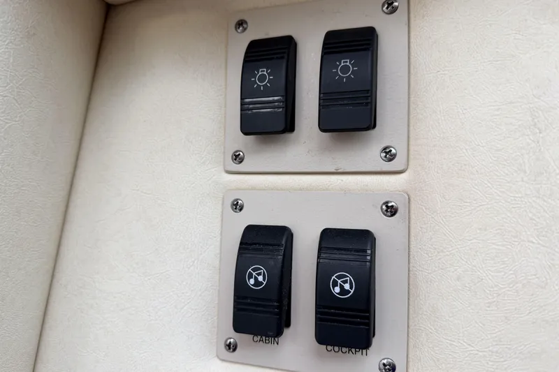  Yacht Photos Pics Control panel switches on a 2006 Sea Ray 340 Sundancer boat.