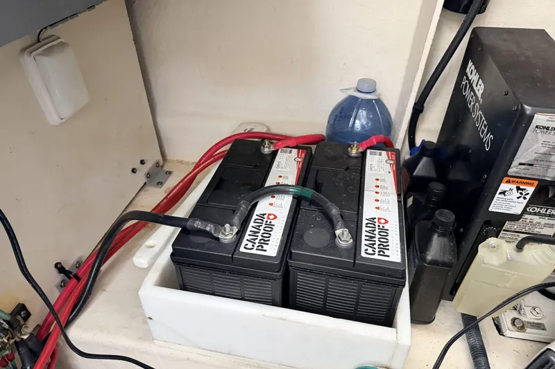  Yacht Photos Pics Battery compartment of a 2006 Sea Ray 340 Sundancer with Canada Proof batteries and Kohler power system.