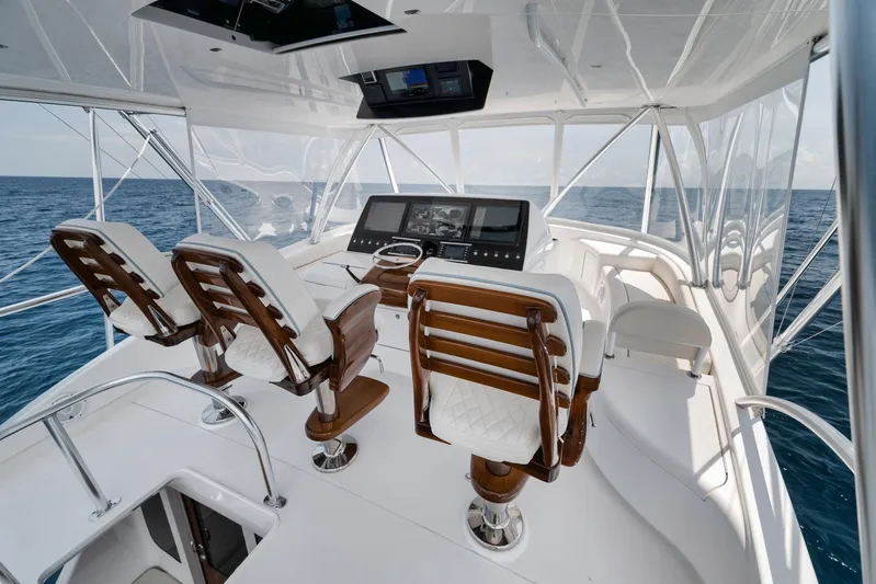Sin Pelo Yacht Photos Pics 2023 Viking 64 Convertible- SIN PELO- Helm
