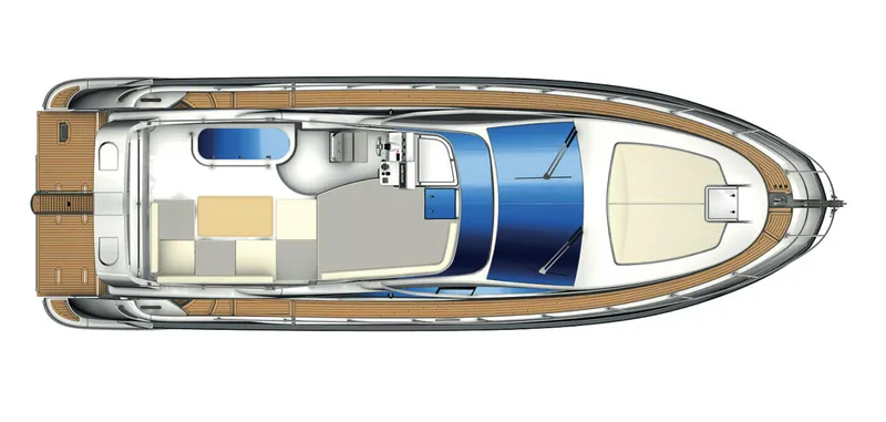 Seanner Yacht Photos Pics Top view layout of 2014 Azimut 45 Flybridge yacht, showcasing deck and interior design.