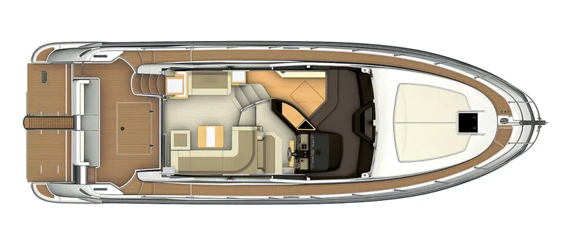 Seanner Yacht Photos Pics Top view of 2014 Azimut 45 Flybridge yacht layout, showcasing interior and deck design.