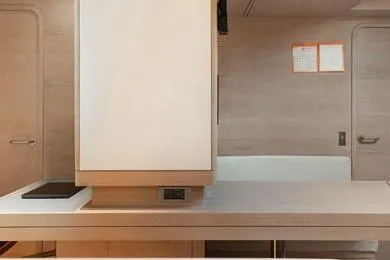 Thalima Yacht Photos Pics Modern interior of 2010 Southern Wind SW110 yacht with sleek design and neutral tones.