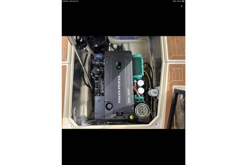 Flips Ahoy Yacht Photos Pics Engine compartment of 2021 Ranger Tugs R-29 S with Volvo Penta D4-320 engine.