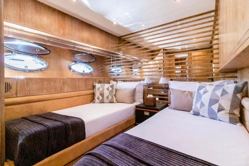  Yacht Photos Pics Luxurious twin cabin interior of 2005 Cerri Cantieri Navali 86 Flying Sport yacht.