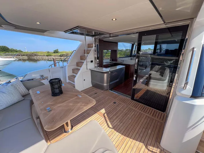 F65020 Yacht Photos Pics Luxurious 2024 Princess F65 yacht interior with elegant seating and modern design.