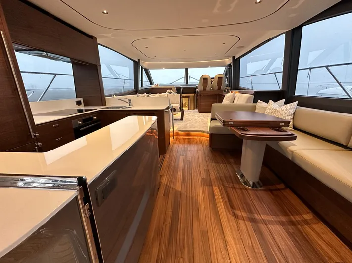 F65020 Yacht Photos Pics Luxurious interior of 2024 Princess F65 yacht with modern design and elegant furnishings.