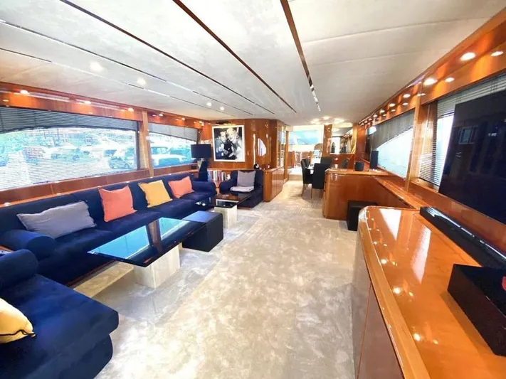 Yaiza Yacht Photos Pics Luxurious interior of 2000 Astondoa 82 GLX yacht with elegant seating and modern decor.