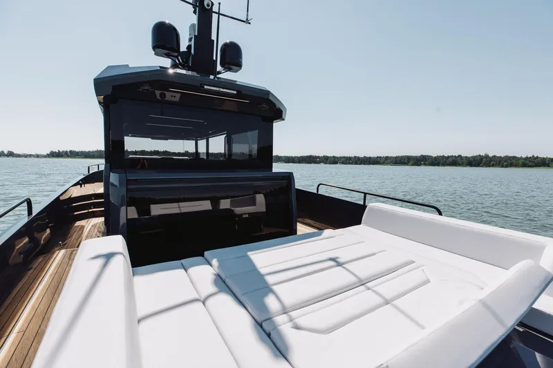  Yacht Photos Pics 2026 XO Boats EXPLR 44 luxury yacht with sleek design on calm waters.