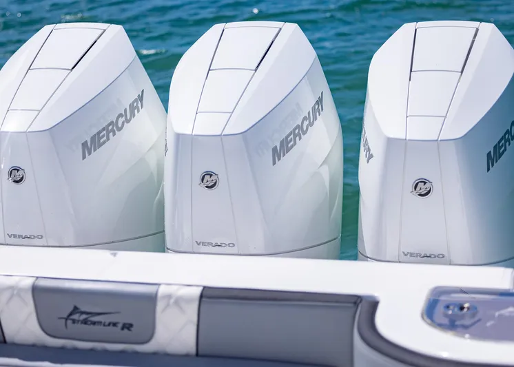  Yacht Photos Pics Triple Mercury Verado outboard engines on a 2025 Streamline R 35 boat.