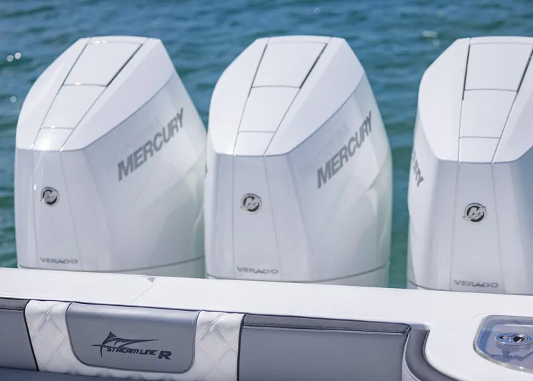  Yacht Photos Pics Three Mercury Verado outboard engines on a 2025 Streamline R 35 boat.