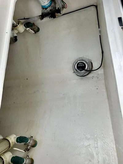  Yacht Photos Pics Clean boat bilge area with visible plumbing and wiring, Young 27 model, 2019.