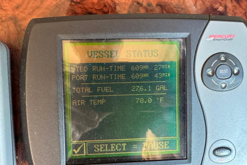 Solid Rock Yacht Photos Pics Mercury SmartCraft display showing vessel status for 2003 Sea Ray 380 Sundancer.