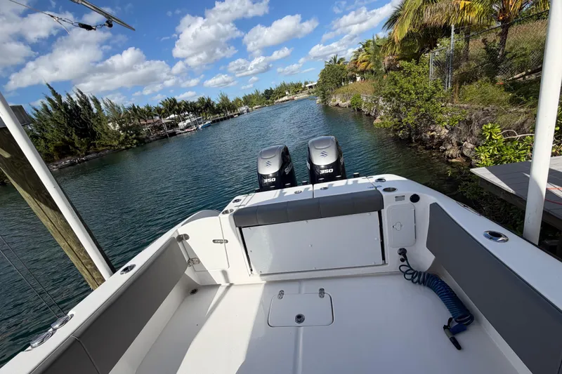  Yacht Photos Pics 2023 Cape Horn 32 XS boat with dual engines on a scenic waterway.