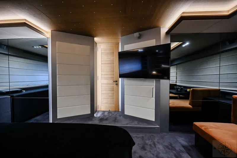  Yacht Photos Pics Luxurious interior of 2007 Azimut 98 Leonardo yacht with modern design and sleek finishes.