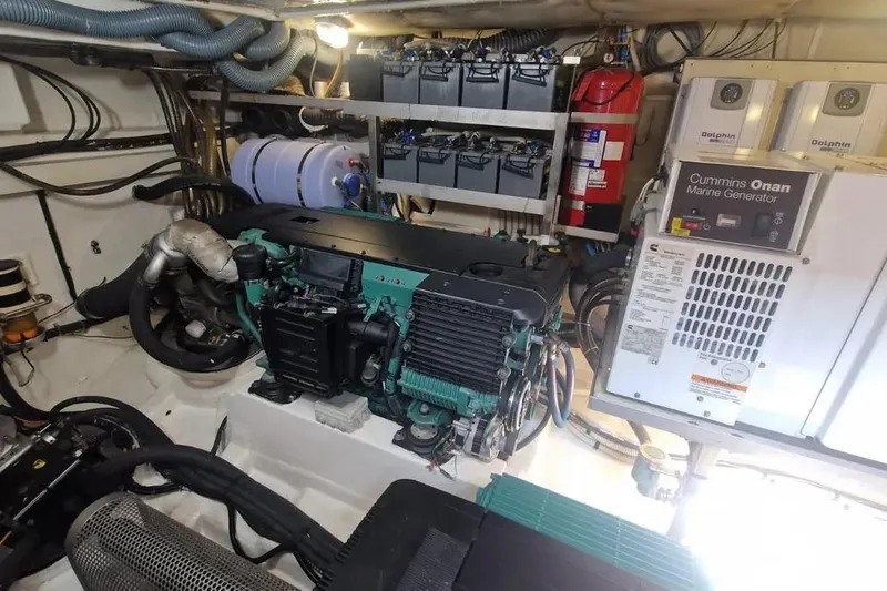  Yacht Photos Pics Engine room of 2013 Wally 55 yacht with Cummins Onan marine generator.